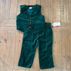 Gymboree Green Velvet Vest and Pants Set